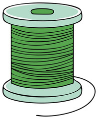 Green Thread Spool Illustration Sewing Craft Supplies Haberdashery Notion