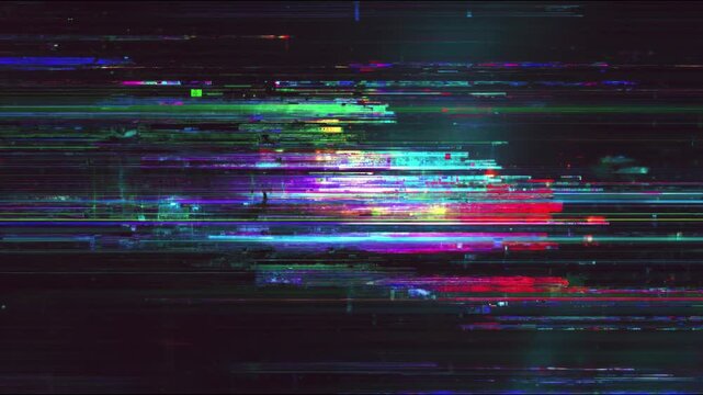 Dynamic glitch art: vibrant digital distortion and colorful abstract motion