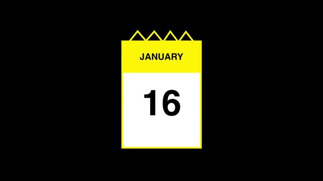 January month calendar. calendar simple icon animation date change time month. sophisticated calendar animation. Date, day and month