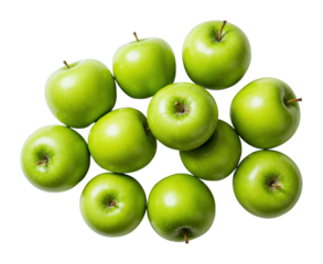 Green granny smith apples cluster. Cut out PNG