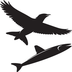 A stylized vector silhouette of a flying eagle with spread wings is