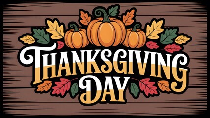Festive Thanksgiving Pumpkins and Autumn Leaves Graphic fall holiday
