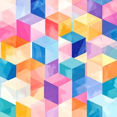 Obraz premium Abstract geometric pattern of overlapping cubes in pastel colors