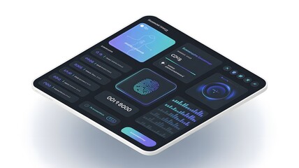 Futuristic digital interface biometric scanner data visualization image