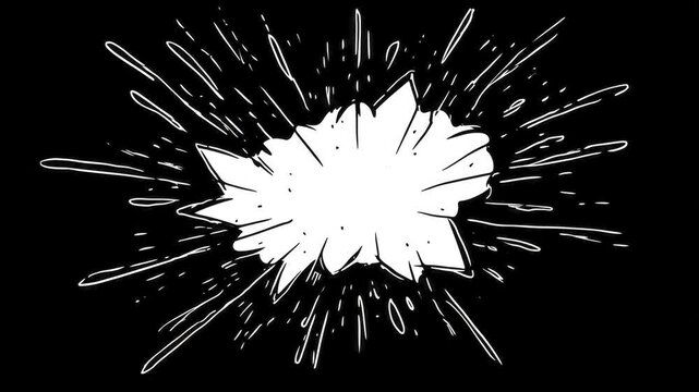 Explosive transition of monochrome leaf in dynamic motion burst animation