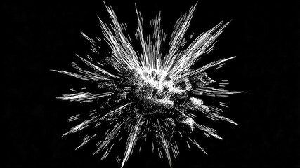 Dynamic abstract explosion with textured burst effect on a black background - Powered by Adobe