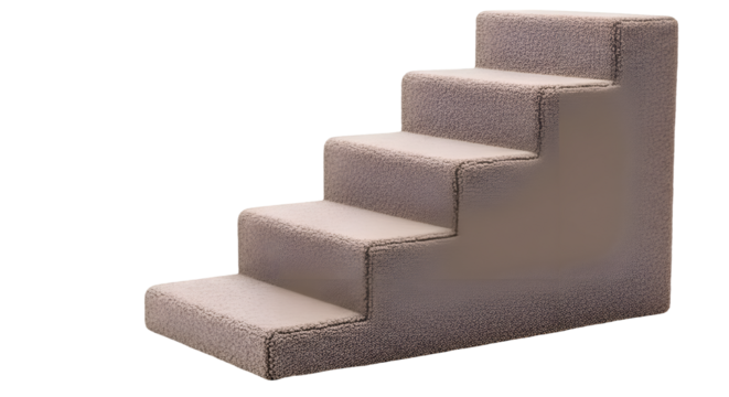 Carpeted Steps Ascend Against Black Backdrop, Offering Assistance and Pet Accessibility