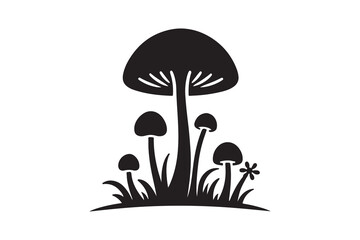 Black Mushroom Icon with Polka Dots