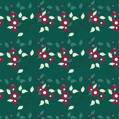 Cheerful Flower Pattern with Daisies and Tulips on Beige
