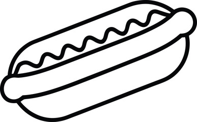 Hot Dog Icon - Simple Line Art Vector
