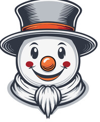 Friendly Snowman Wearing Top Hat and Scarf Winter Holiday Illustration