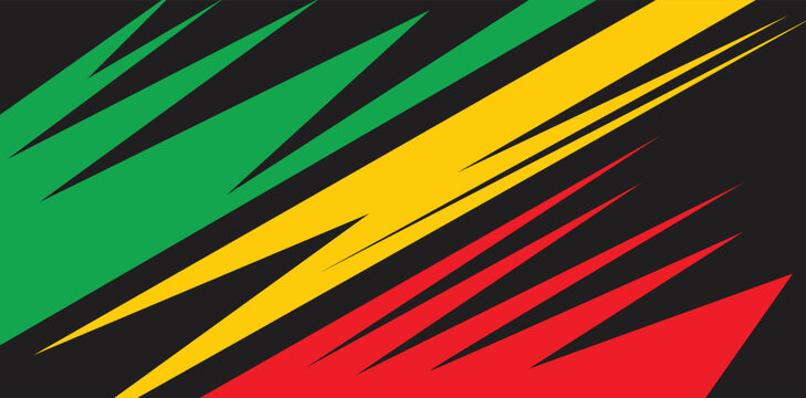 Bold Rastafari-Inspired Minimalist Background &ndash; Abstract Slash & Stripe Patterns in Vibrant Jamaican Colors (Red, Gold, Green) for Reggae Branding, Wall Art, and Cultural Design Projects