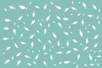 School of Fish Pattern Design in Aqua Blue