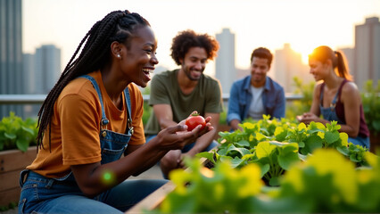 Vibrant Community Nurturing a Rooftop Urban Garden