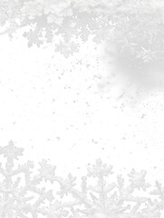 Obraz premium vertical white snow and snowflakes winter frame border isolated on white or transparent png