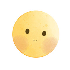 Cute Yellow Moon Cartoon Illustration
