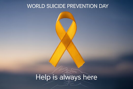 Offering support and hope with a yellow ribbon, symbolizing World Suicide Prevention Day and the message 'Help is always here'