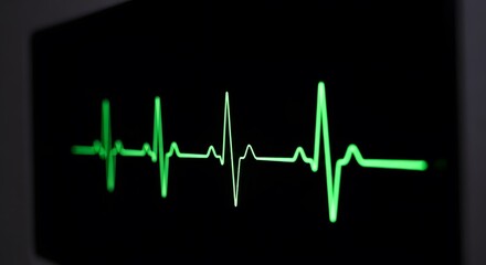 Green Heart Wave A Vital Sign Displaying Steady Rhythm On AMonitor Screen.Medical Technology Health Care