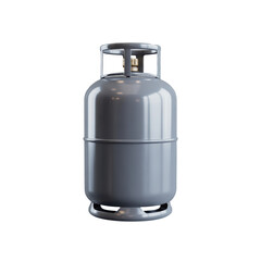 Gray propane gas cylinder isolated on transparent background