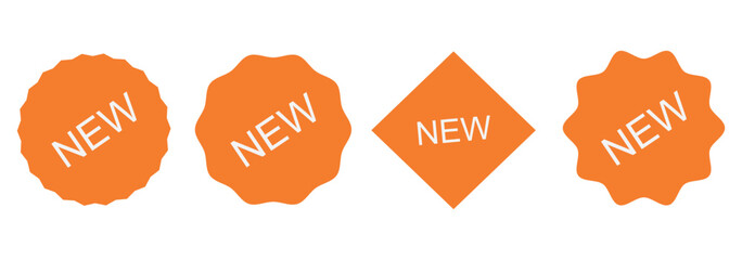 New arrival badge icon  set featuring a round design with the text 