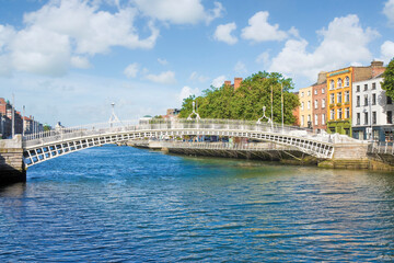 IRELAND - THE MOST FAMOUS BRIDGE IN DUBLIN called Half Penny Bri