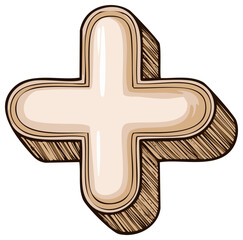 Fototapeta premium Beige Addition Sign Illustration Dimensional Plus Symbol Cartoon Style Hand Drawn Style