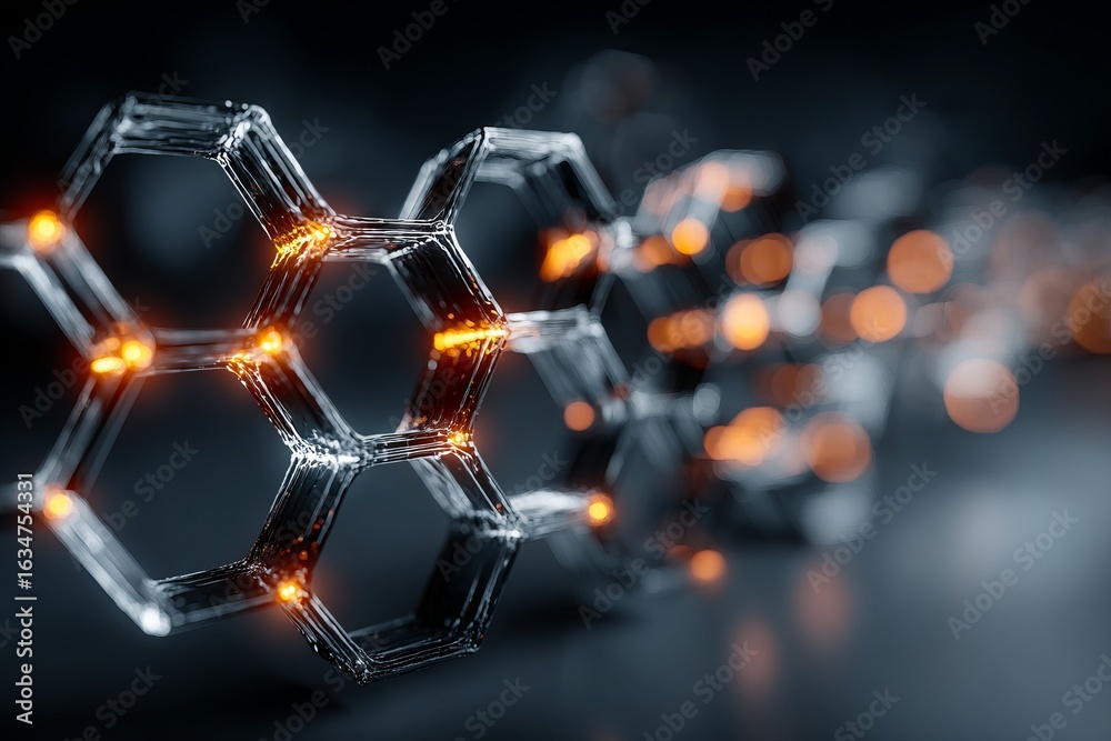Wall mural a black and white image of a pattern of hexagons with a blue background