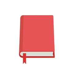 Single Hardcover school closed book mockup with blank red cover and novel bible layout for students studying literature science or philosophy in class library. homework diary education learning wisdom