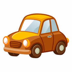 Charming brown cartoon car with glossy accents