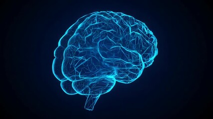 Abstract digital representation of a human brain with glowing blue neural network connections, symbolizing intelligence and technology - Powered by Adobe