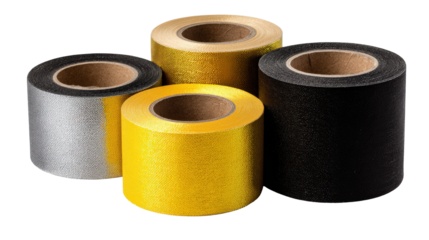 Group of duct tape rolls with varying widths background isolated on a Transparent background, PNG file.