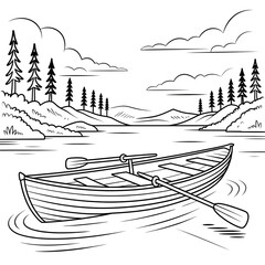 Fototapeta premium fishing boat in the mountain sea