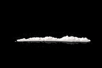 Cocaine line isolated on black background