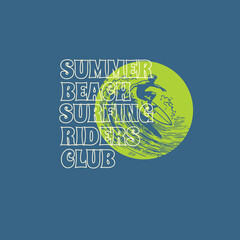 Summer Beach Surfing Riders Club vector graphic