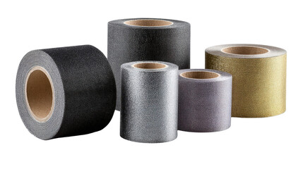 Group of duct tape rolls with varying widths background isolated on a Transparent background, PNG file.