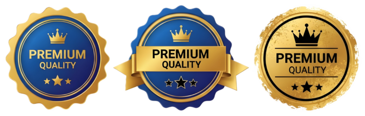 Premium Quality badges on white background