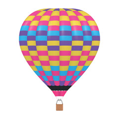Fototapeta premium Hot air balloon illustration with bright print on white background suitable for travel and tourism related projects