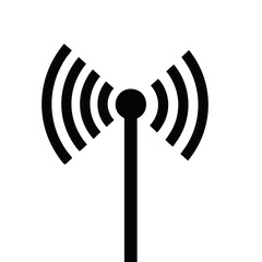 Wireless signal antenna icon with radiating waves  