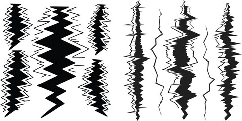 Abstract Zigzag Lines: Intriguing black zigzag and wavy lines interlace, forming dynamic patterns that evoke a sense of movement and visual energy, perfect for graphic resources.