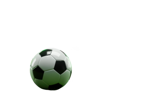Classic soccer ball with black and white pattern isolated on transparent background