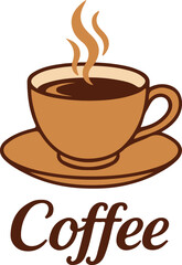 Obraz premium Aromatic Coffee Cup Illustration with Coffee Lettering Below the Image