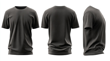 Black t-shirt mock-up template ideal for design teams and solo creators. This t-shirt mock-up is the professional solution for clear, full-view product displays.