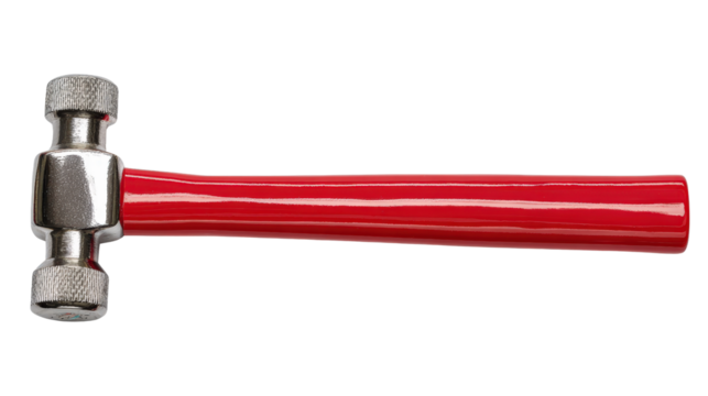 Hammer with bright red handle background isolated on a Transparent background, PNG file.