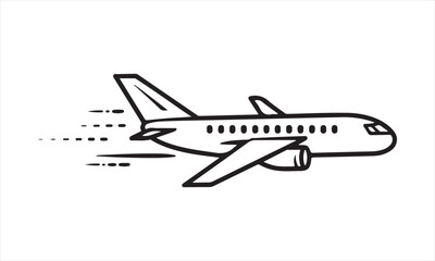 Fototapeta premium Airplane Flying Icon – Jet Aircraft Vector Silhouette Illustration