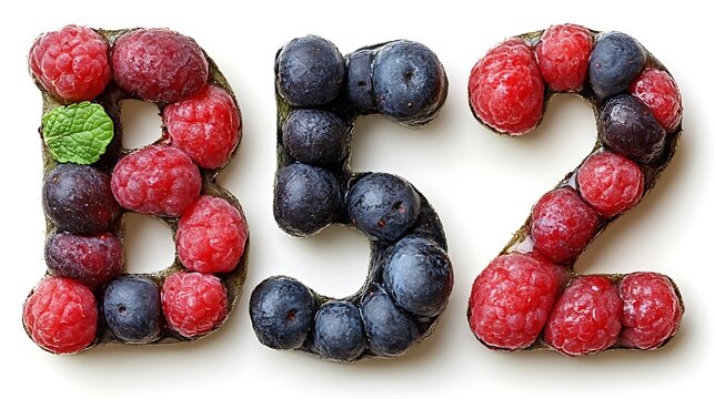 Fruits arranged to form the letters B52.