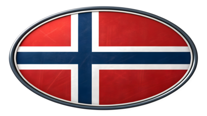 Oval shaped norway flag isolated on transparent background
