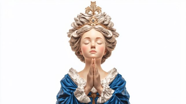 A serene figure with clasped hands in prayer, embodying peace, spirituality, and devotion in artful representation.