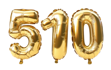 Gold balloon Number fifty balloon on transparent background, png