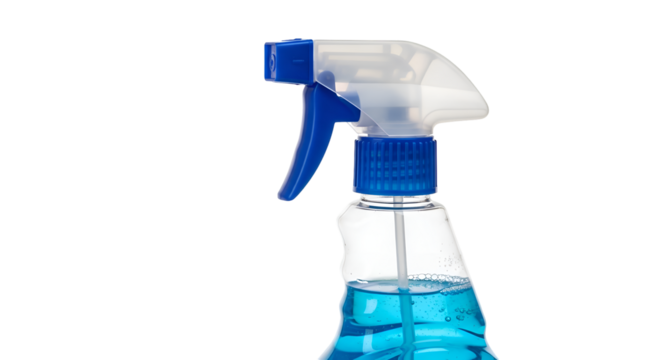 Cleaning Spray Bottle Sits Against Transparent Background, Ready for Cleaning Tasks at Home