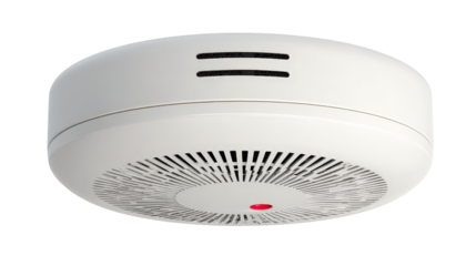 Heat detector with smooth surface and vents background isolated on a Transparent background, PNG file.